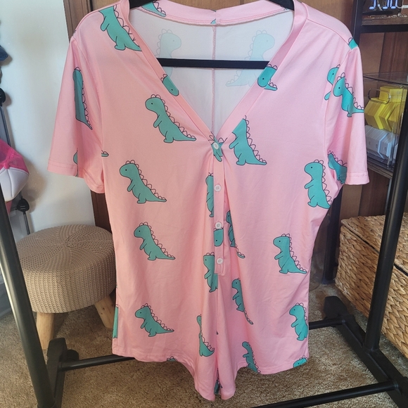 NWOT womens dinosaur romper pjs - Picture 2 of 2